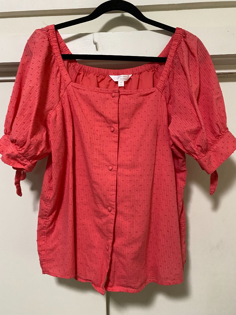 Lauren Conrad, Tangerine, Button-Down Blouse, Size M